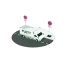 3D-Illustration: Ein Flott-Transporter parkt am Straßenrand zwischen zwei Halteverbotsschildern.